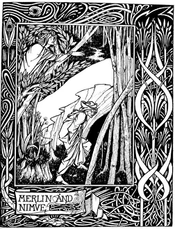 British Folklore Images Drucke: Merlin and Nimue