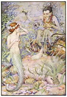 Fantasy Artwork Online Drucke: Mermaid and Witch