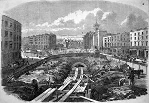 Die Großstadt-Untergrundbahn ist im Bau