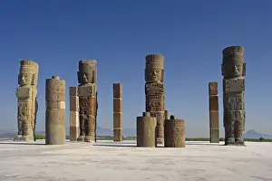 Drucke von Mexiko, Hidalgo, Tula, Ölraffinerie, Toltek Kunst, Skulptur Aztekenreich Drucke: Mexiko, Tula, Raffinerie