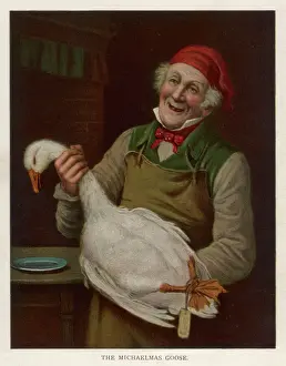 Drucke von Sie werden eingeladen, dieses tote Gansgezicht zu bewundern, bevor es geplückt und für Ihr Michaelsfest zubereitet wird Verwandte Bilder Drucke: Weihnachtsgans
