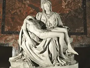 Bildhauerei Drucke: Michaelangelo (1475-1564). Pietà. 1498-1499. Renaissance
