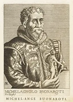 Drucke von Michelangelo Buonarroti italienischer Bildhauer, Maler, Architekt und Dichter Michelangelo Drucke: Michelangelo - Acht