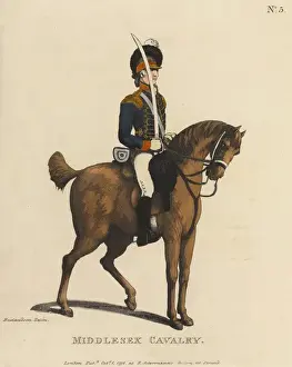 Thomas Rowlandson Aquatint Drucke: Middlesex Cavalry