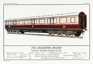 Drucke von Korridorwagen der Caledonischen Eisenbahnlinie Schläfer Drucke: Mittelland-Schlafwagen
