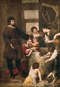 Drucke von Das Wunder am Brunnen. Cano, Alonso (1601-1667). Öl auf Leinwand. Der Heilige Isidor wird nachdem er einen Kindern aus einem Brunnen gerettet hat dargestellt Alonso Cano Drucke: Das Wunder am Brunnen