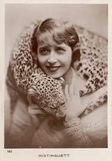 Vintage Celebrity Photos Drucke: Mistinguett / Leopard