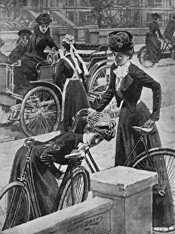 Early Motor Cars Drucke: The Modern Traveller at Easter - cycle and motor