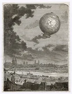Historical Aviation Drucke: Mongolfier Manned Flight