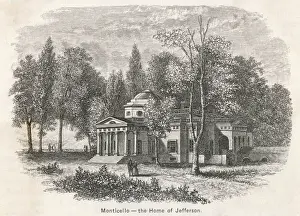 Drucke von Das Wohnhaus von Thomas Jefferson am Monticello - der Westfassade J Drucke: Monticello / Westfront