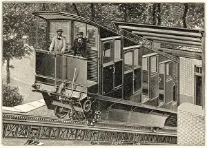 Historical Rail Transport Drucke: Montmartre Funicular
