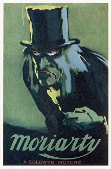 Drucke von Plakat für Moriarty, einem Film von Hollywood mit dem ehemaligen Professor wie beschrieben durch Sherlock-Holmes als der Napoleón des Verbrechens Datum: um die Jahr 1922 Film und Filmplakate: Moritati-Poster