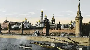 Russian Historical Landmarks Drucke: Moscow / Kremlin / River