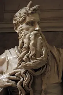 Drucke von Mose, 1513 - 1515, Skulptur von Michelangelo (Michelangelo Buonarroti), geboren 1475 - gestorben 1564, aus Marblon, im Dom San Pietro in Vincoli zu Rom Michelangelo Buonarroti Drucke: Mose, 1513 - 1515, Skulptur von Michelangelo (1475 - 1564), Marmor