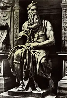 Drucke von Die Mose (um 15131515) ist ein Meisterwerk der Hochrenaissance-Plastik des berühmten Künstlers Michelangelo Buonarroti im Kirchenbezirk San Pietro in Vincoli in Rom Michelangelo Drucke: Mose von Michelangelo