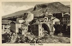 Bosnien Und Herzegowina Drucke: Mostar - Stari Most über den Fluss Neretwa