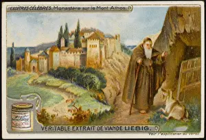 Drucke von Der Klosterberg von Athonen in Griechenland hatte einst mehr als sechs Tausend Mönche unter seinem Dach; diese waren Flüchtlinge aus der bösen Welt jenseits seiner stark befestigten Mauern Berg Athos Drucke: Berge von Athon, Griechenland