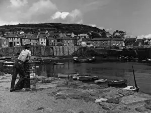 Vintage Cornwall Photography Drucke: Mousehole Harbour