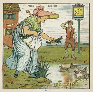 Waterfowl Illustration Drucke: Mrs Bond Feeds the Ducks