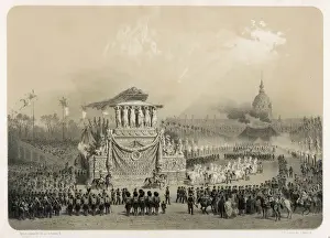 Drucke von Seine Asche wird von St. Helena nach Frankreich gebracht und mit Triumph durch die Straßen Parisis zu denInvaliden getragen Les Invalides Drucke: Napoleon I Rückkehr aus den Aschen