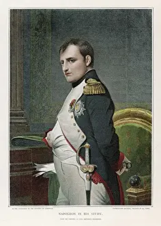 French Emperor Portrait Drucke: Napoleon in Study 1807