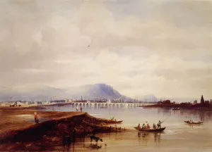 Drucke von Der lange Brücke, Belfast.Nicholl, Andrew 1804-1886 N Drucke: Die lange Brücke in Belfast