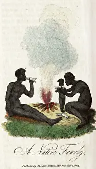 Australian Indigenous Culture Drucke: A native family