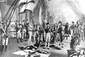 Drucke von Am 21.Oktober 1805 bei der Schlacht von Trafalgar gab Nelson sein berühmtes letztes Signal: 'England erwartet D Drucke: Nachtwache von Nelson an der Trafalgar, den 21sten Oktober 1805
