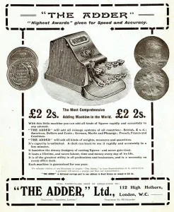 Vintage Office Equipment Drucke: Advert for The Adder Adding Machine
