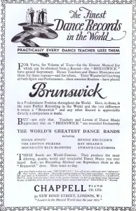 Anzeige für die Schallplatte von Chappell Musik und Tanz Records, 1925