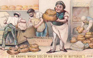 Backer mit Brot auf einem Weihnachtskarte