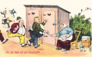 Komik auf einer deutschen Postkarte - Kosten für Zugang