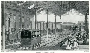 Victorian Era Train Station Drucke: Euston Station, London 1837