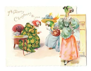 Menschheitsgemäße Papageien auf einem Weihnachtsbriefcard