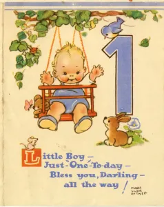 Mabel Lucie Attwell, Geburtstagskarte, ein Jahr alt