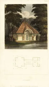 Rudolph Ackermann Prints Online Drucke: Plan and elevation for a Regency dairy