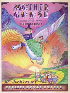 Vintage Theatre Posters UK Drucke: The programme cover for the pantomime Mother Goose