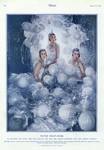 Drucke von Frau Babette Beaeton, der Schwestern des Fotografen Badezimmer Drucke: Silber Seife Schwamme von Cecil Beaton in The Sketch, 1930