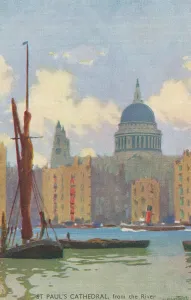 London River Thames Scene Drucke: St Pauls Cathedral