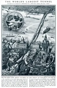 Tunnel Drucke: Tunnel verbindet Liverpool mit Birkenhead, 1926