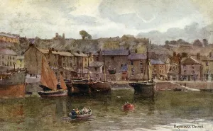 English Coastal Scene Drucke: Brixham, Devon, England - The Harbour Date: 1924
