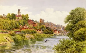 Drucke von Bridgnorth, Shropshire - Gemälde des Landschaftsmalers Alfred Robert Quinton für die Verlags- und Druckerei Sevenoaks based J. Salmon, und als lokale Ansichtspostkarte reproduziert Aquarellbilder Drucke: Bridgnorth, Schottland