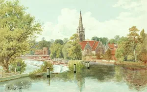 Drucke von Fluss Themse in Marlow, Bucks., von dem Landschaftsmaler Alfred Robert Quinton für die Verlags- und Druckerei Sevenoaks basierende Verlag J Vereinigtes Königreich Drucke: Fluss Themse in Marlow, Buckinghamshire