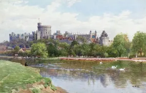 Windsorer Schloss aus dem Fluss Themse in der Grafschaft Berkshire