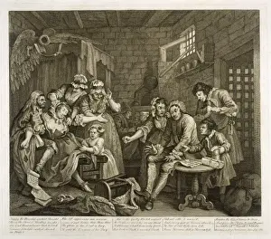 London History Drucke: Newgate Prison 1735
