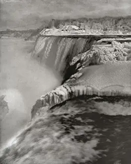 Snow Covered Landscape Photography Drucke: Niagara Falls in Winter