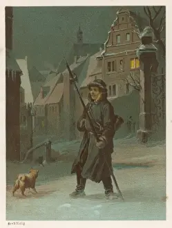 19th Century Street Scene Drucke: Night Watchman