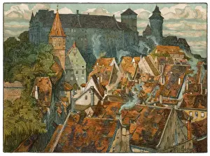 German Architecture Drucke: Nuremberg Rooftops 20C
