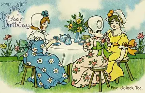 Florence Hardy Artwork Drucke: Five o clock tea