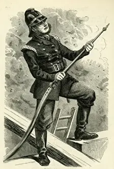 Victorian Era Firefighters Drucke: Occupations 1882 - The Fireman